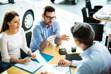 a couple looking interested in refinancing