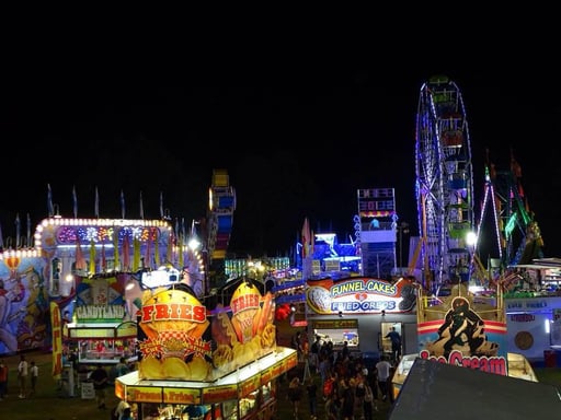 The carnival rides and vendors at Southampton Days Country Fair