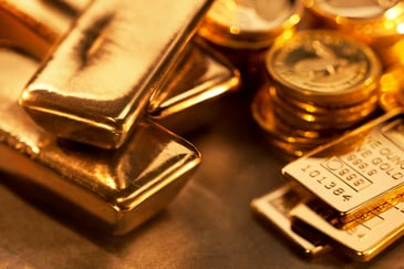 Pile of bright gold bars