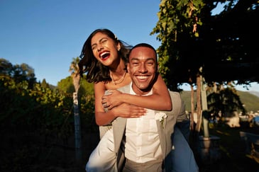 Man and woman celebrating on their wedding day